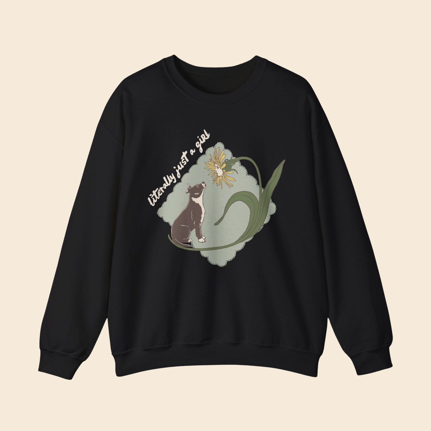 Literally Just a Girl Pit Bull Flower | Unisex Crewneck