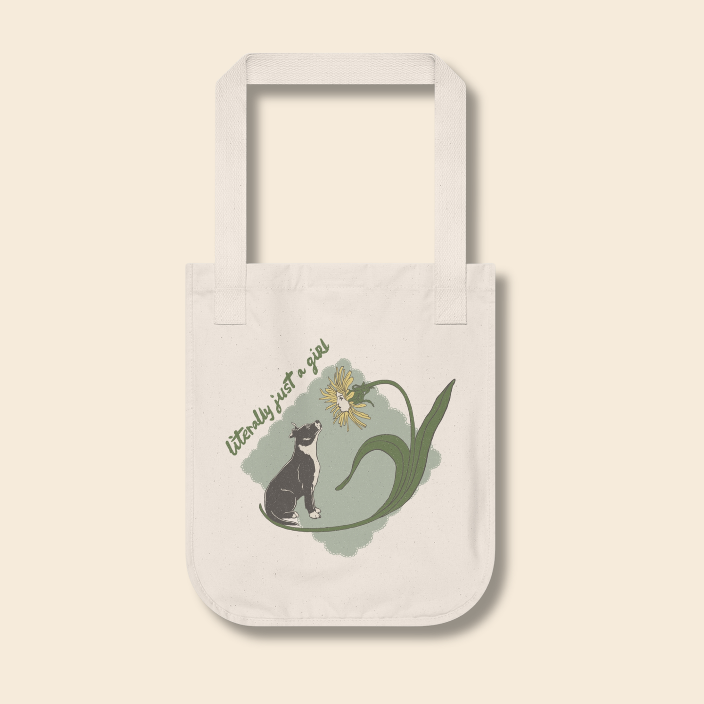 Literally Just a Girl Pit Bull Flower | Graphic Organic Tote Bag