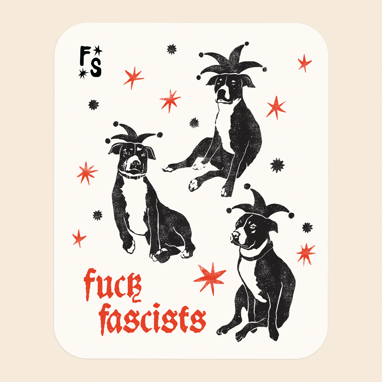 Fuck Fascist Pitbull Jester | Sticker