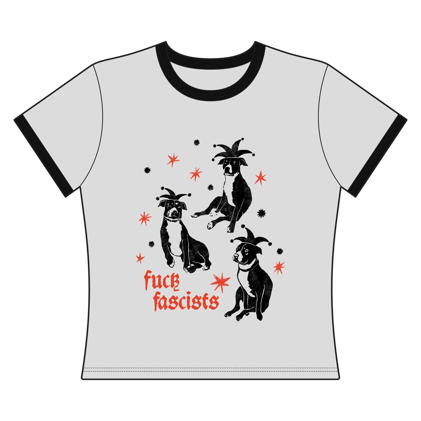 Fvck Fascists | Pitbull Jester Women's Graphic Light Color Ringer Tee