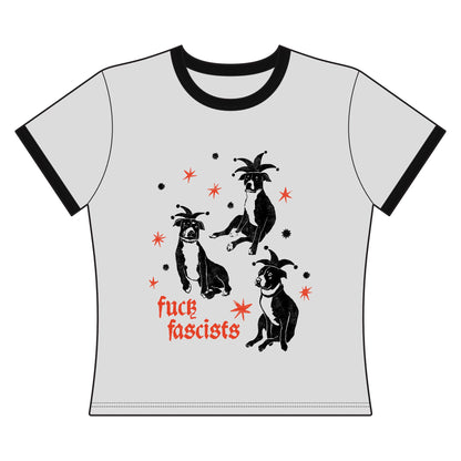 Fvck Fascists | Pitbull Jester Women's Graphic Light Color Ringer Tee