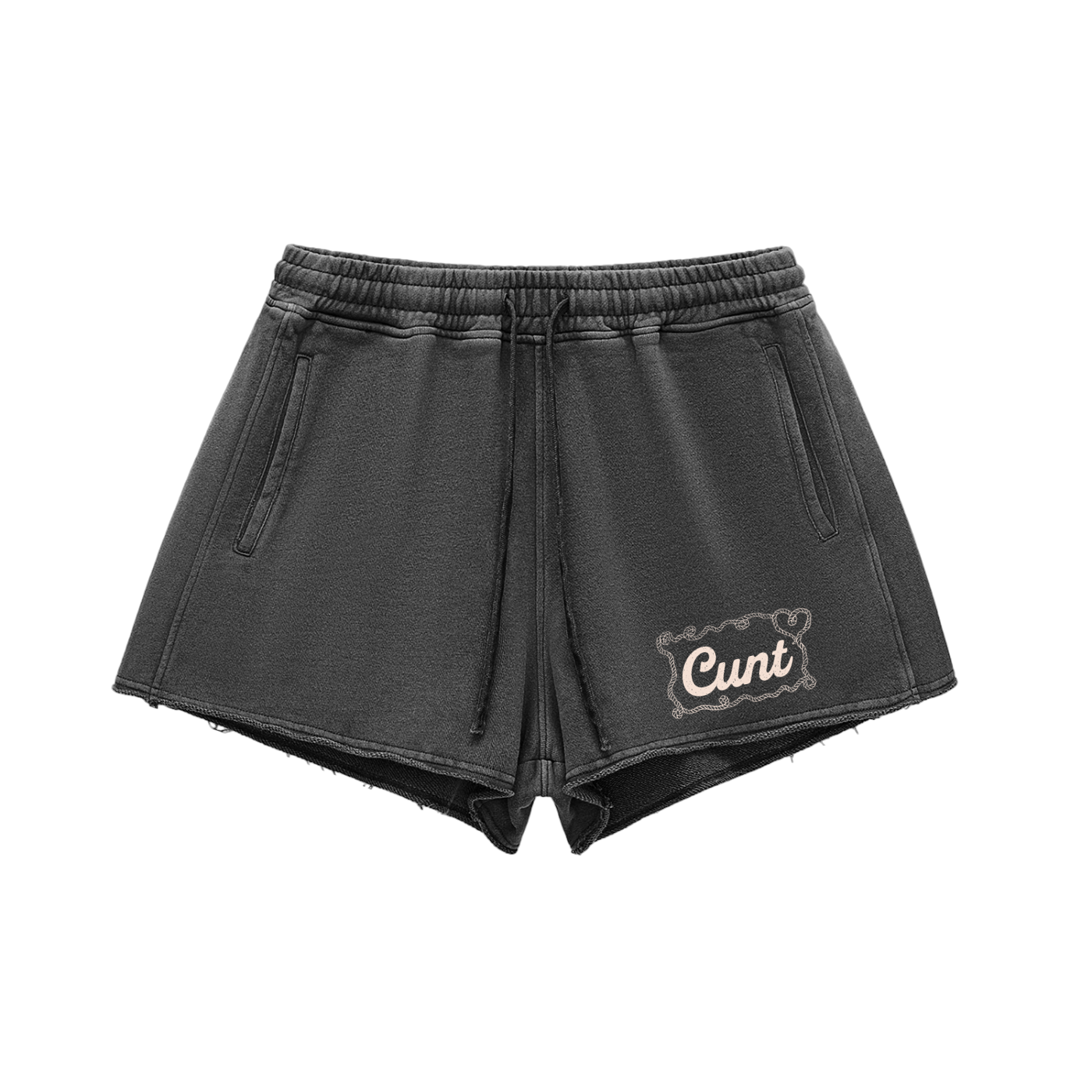 Cunt | Snow Washed Raw Edge Drawstring Shorts