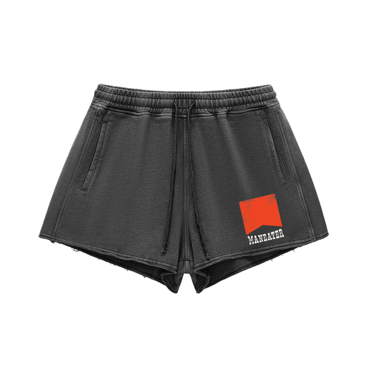 Maneater | Snow Washed Raw Edge Drawstring Shorts